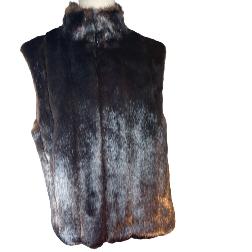Glacca Faux Fur Reversible Vest Size L Brown and Black Mob Wife Vegan Fu… - Picture 2 of 11